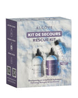 Alcove rescue kit packaging with bottles on a snowy background