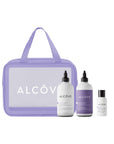 Picture showing the Alcôve Hair Holiday Rescue Kit including shampoo, conditioner and hair mask
