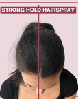 Side by side image of before and after picture using the Alcove Hair Strong Hold Hairspray