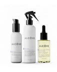 Image showing the 3 products included in the Alcôve Hair Care Bundle: Serum, Scalp Oil and Multitasking Mist