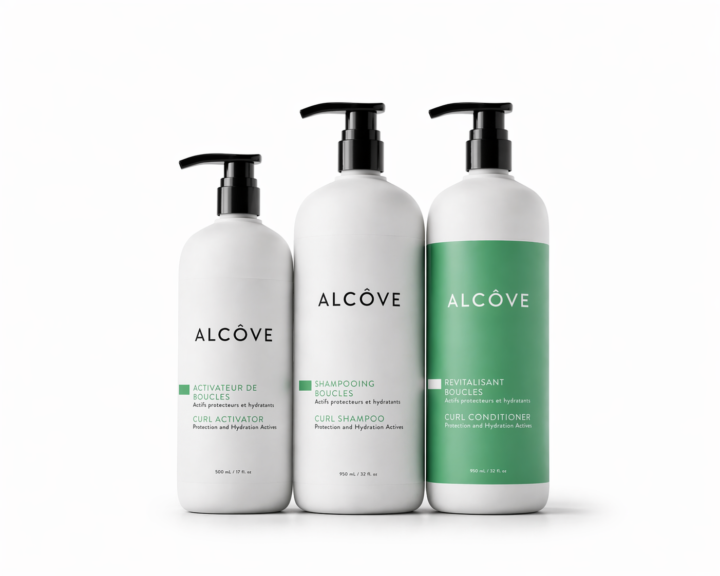 Image showing the 3 products included in the Alcôve Hair Curl Bundle Jumbo
