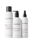 Three bottles of Alcôve Hair Styling products that are included in the Styling Bundle