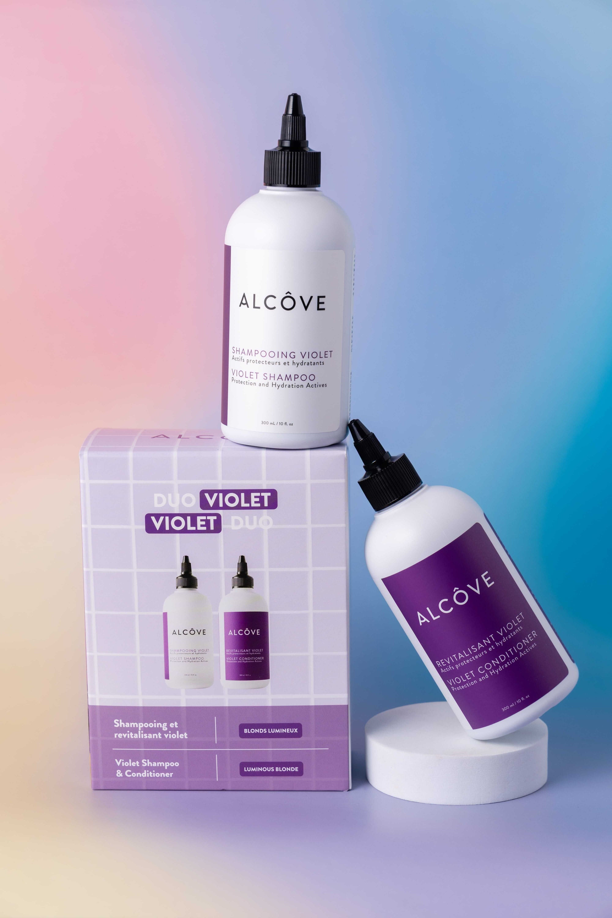 Lifestyle image of the Alcove Hair Violet Duo