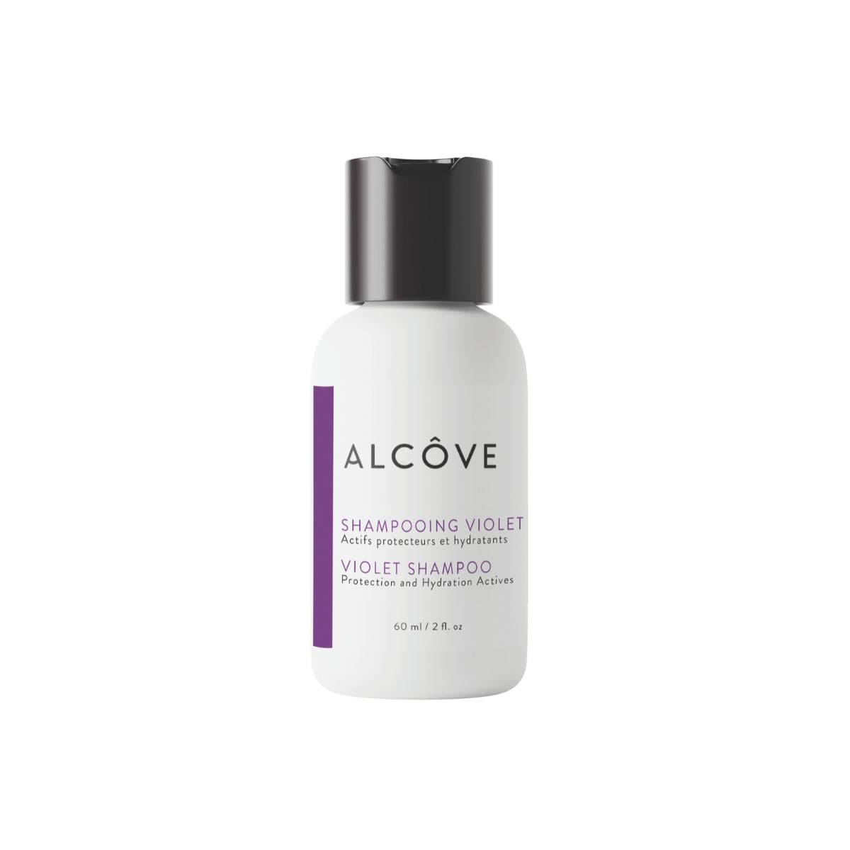 Bottle of Alcove Mini Violet Shampoo for Blonde Hair 60 ml