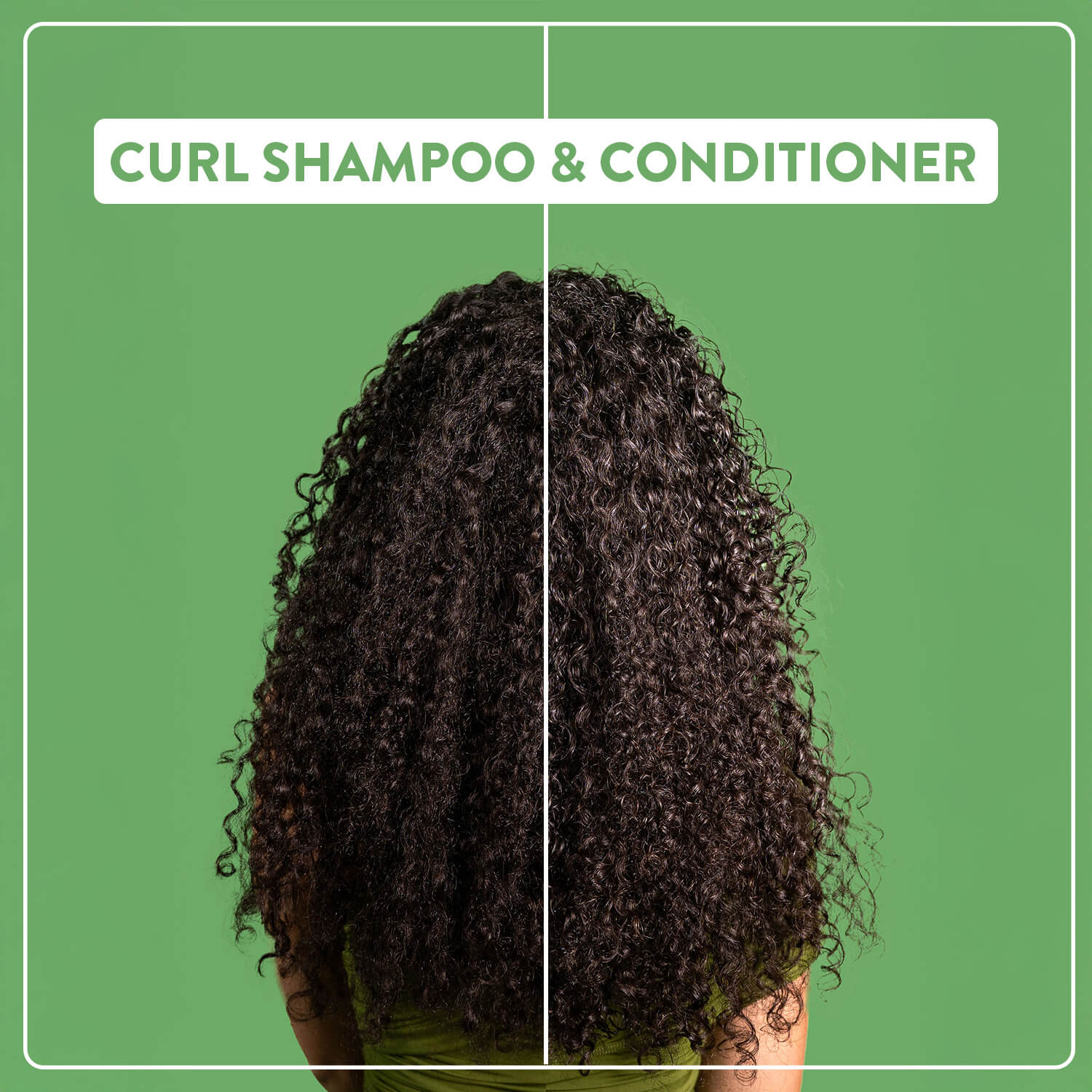 Picture showing the results before and after when using the Alcôve Curl Shampoo and Conditioner