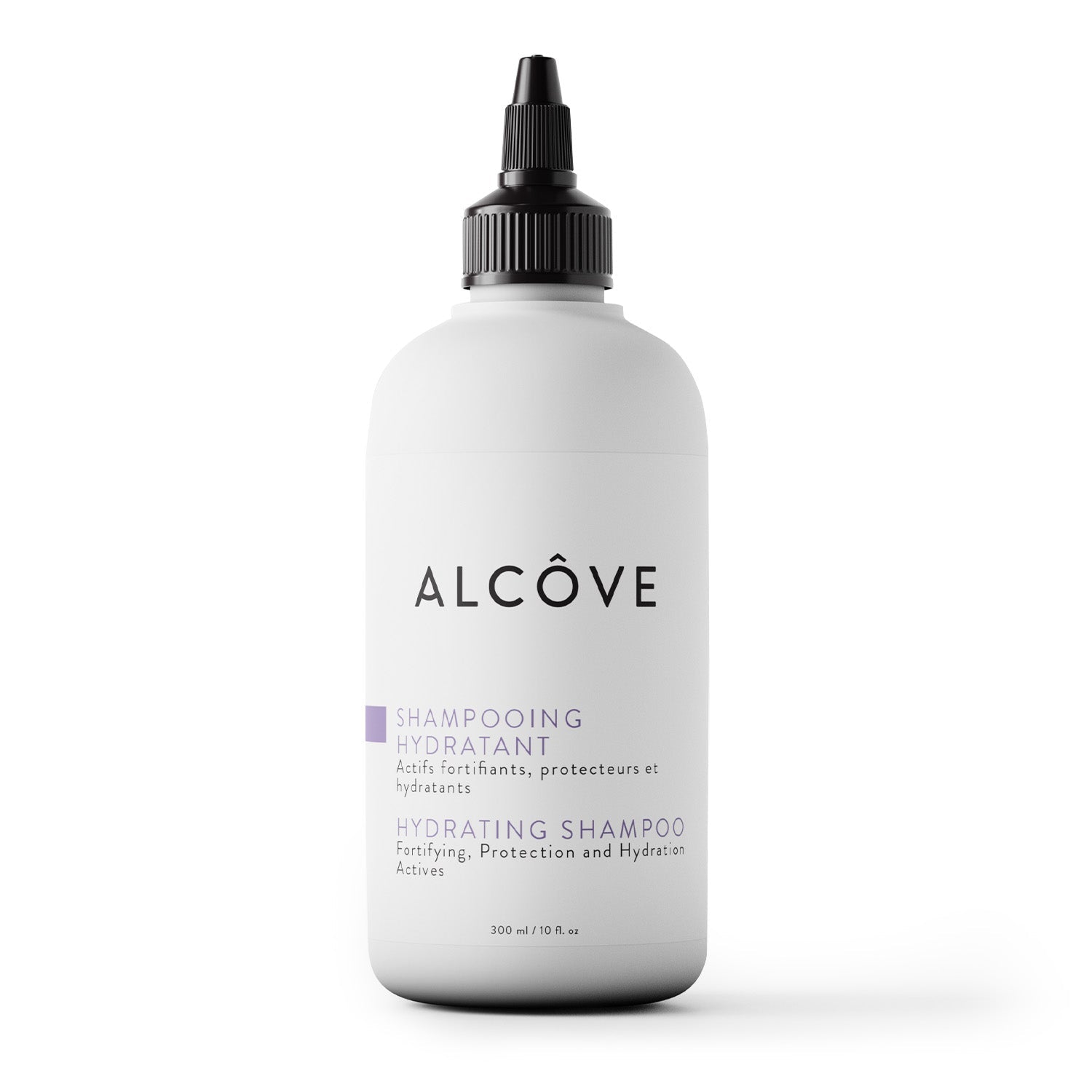 White bottle of Alcôve Hydrating Shampoo for Dry Hair 300 ml