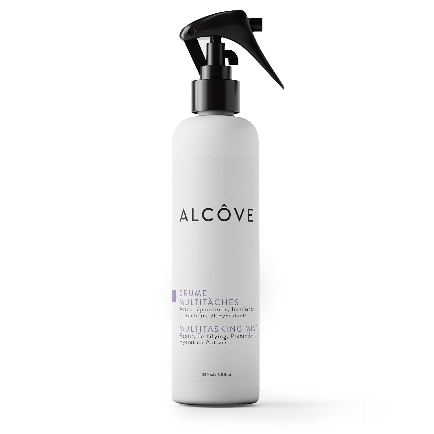 Bottle of the Alcôve Hair 10-in-1 Multitasking Mist for repair, protection and hydration