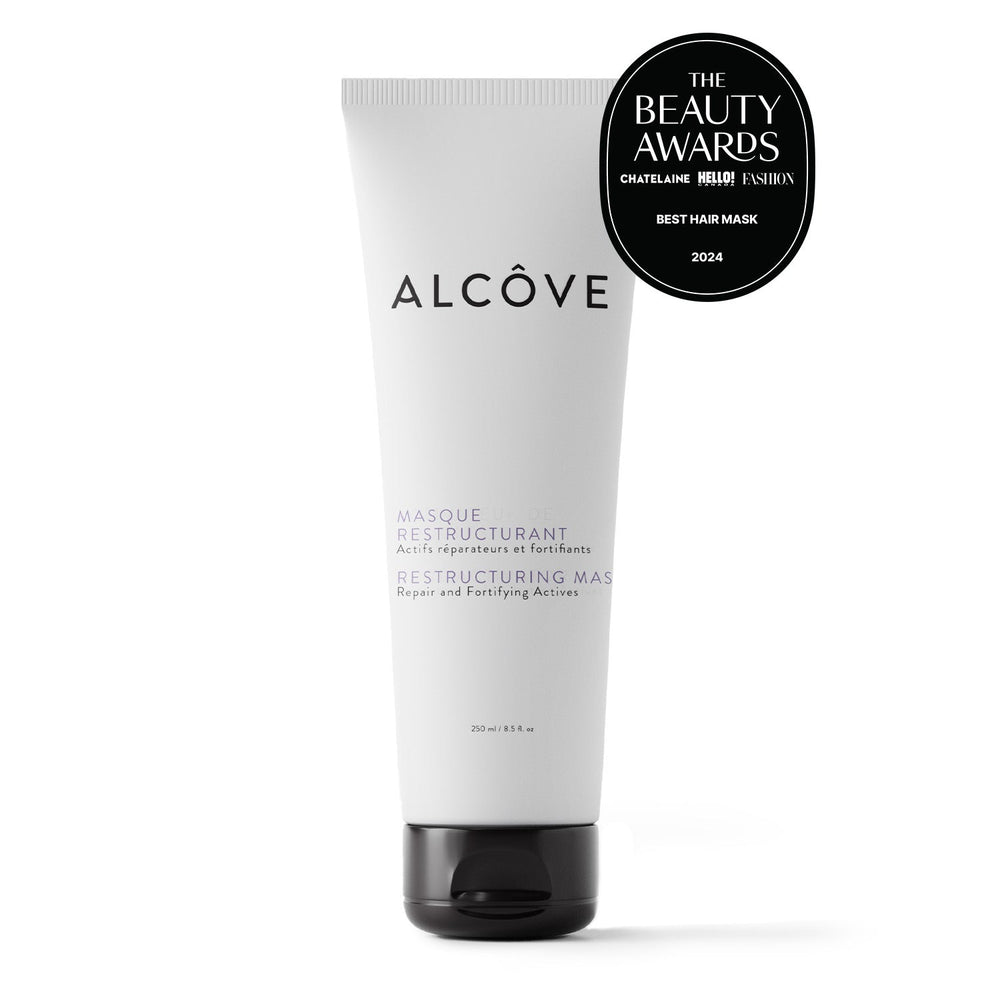 Bottle of Alcôve Hair Restructuring Mask 250 ml for repair and fortifying