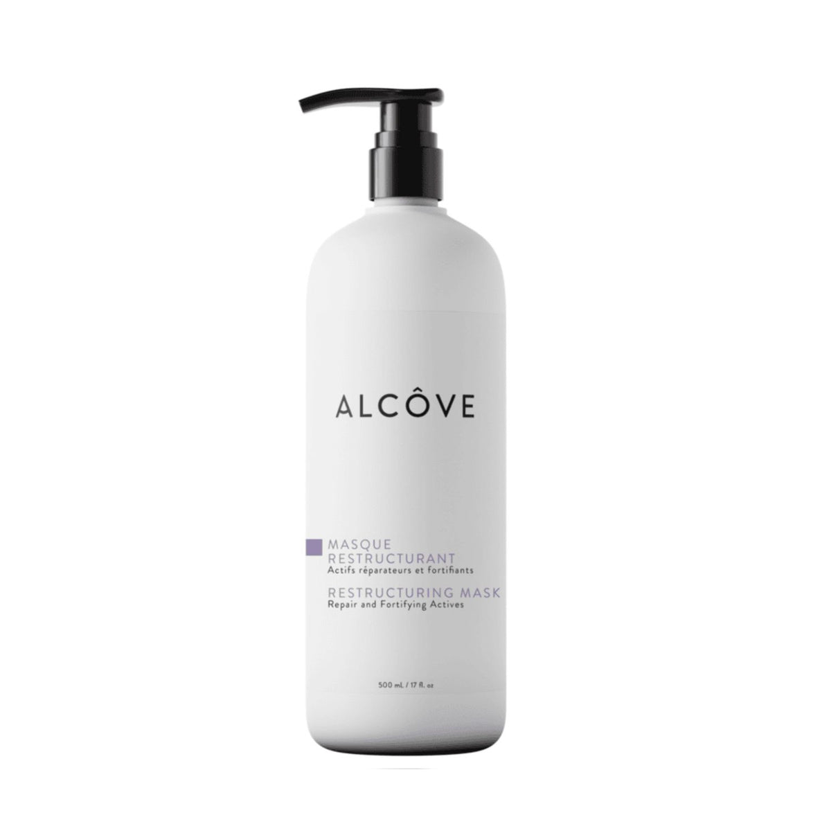 Bottle of Alcôve Hair Restructuring Mask 500 ml for repair and fortifying